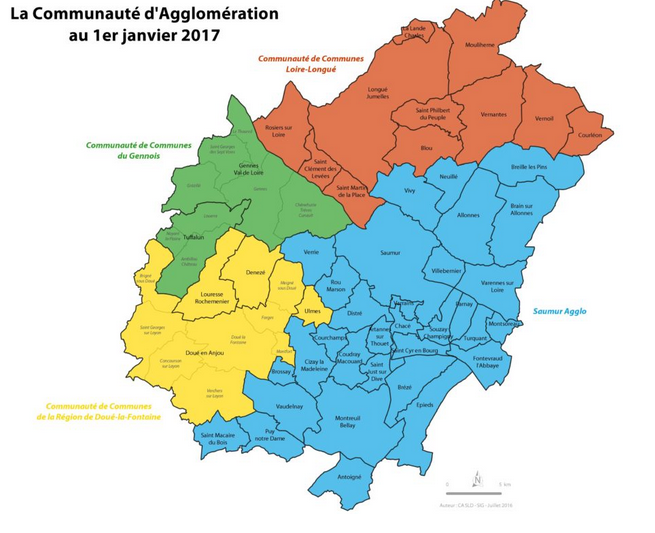 carte de l'agglomération de Saumur