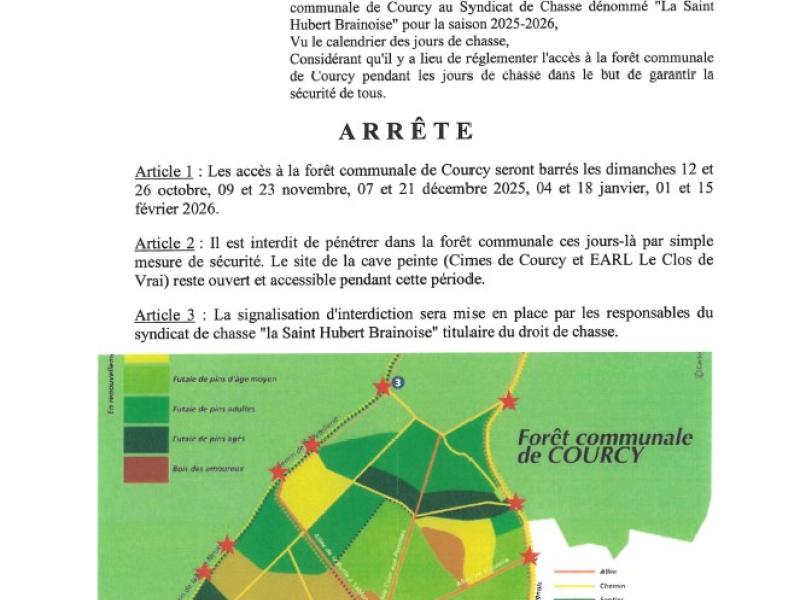 ⚠️ CHASSE FORET COMMUNALE DE COURCY ⚠️